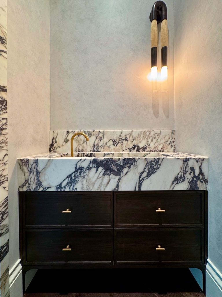 Elegant Calacatta Viola Marble integrated stone basin