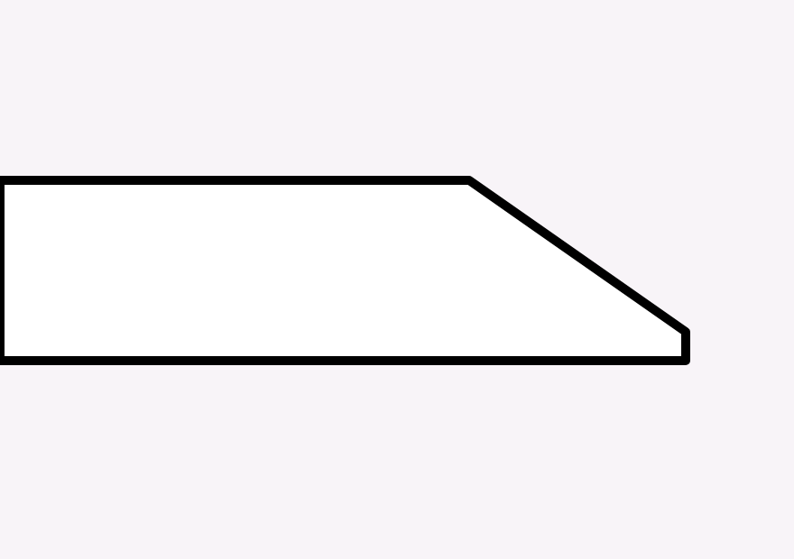 Long white shape with a beveled (slanted) right end, outlined in black on a pale background.